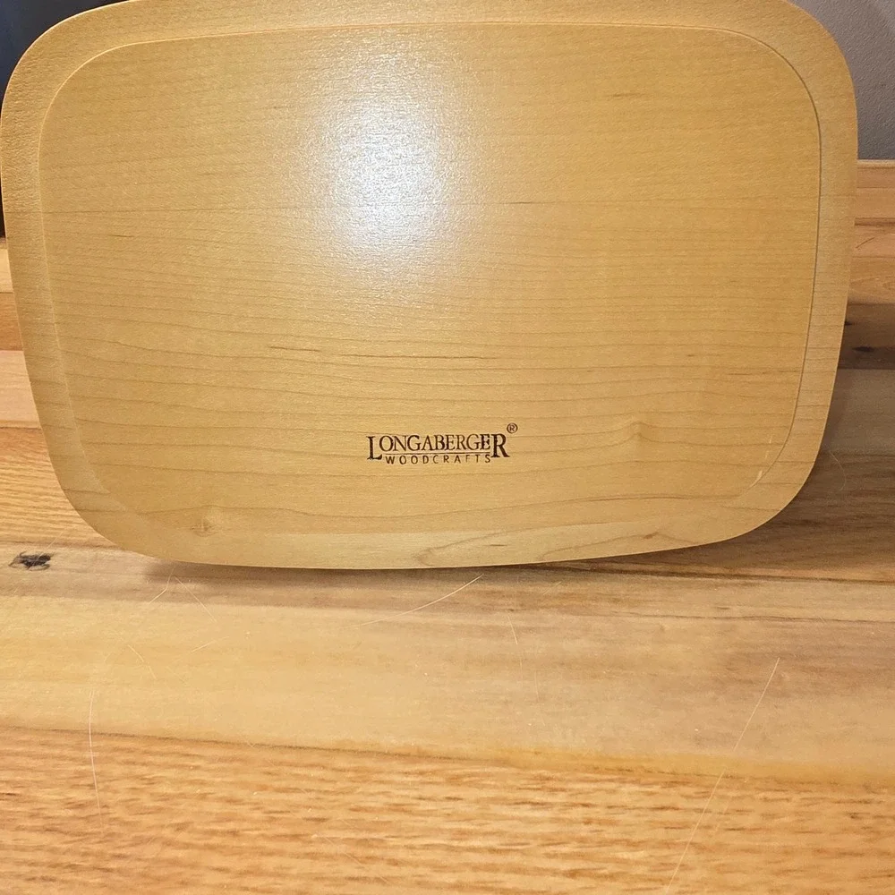 Longaberger Handwoven Wood Basket Recipe Holder Lid and Liner 2001 Dresden Ohio